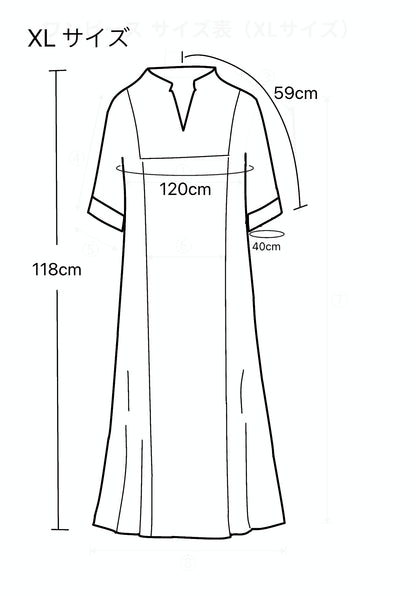 Split-Neck Long Dress, Navy Fine Stripe Motif, Upcycled Kimono Fabric