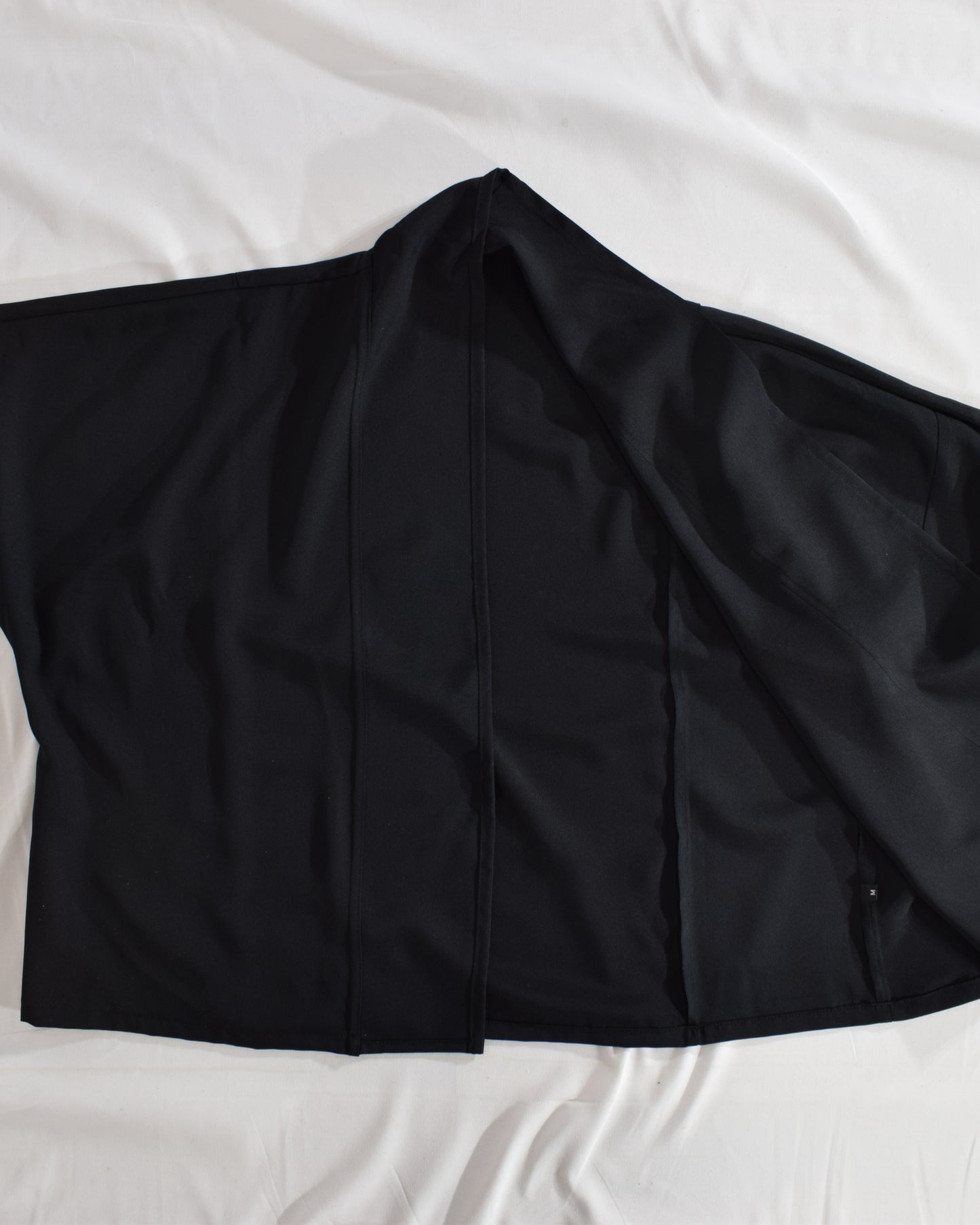 Wrap Skirt & Jacket Set — Fan and Floral Motif in Black Tomesode Silk