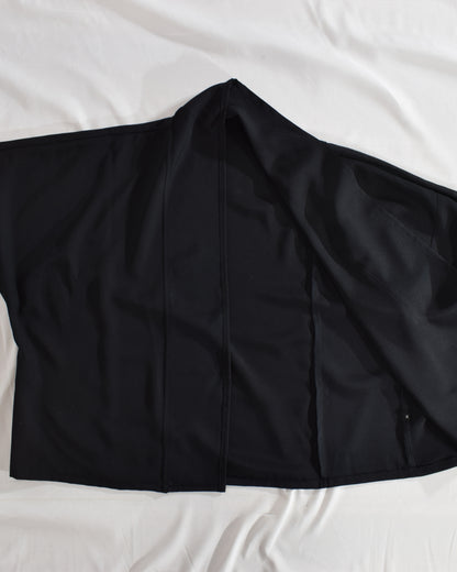 Wrap Skirt & Jacket Set — Fan and Floral Motif in Black Tomesode Silk