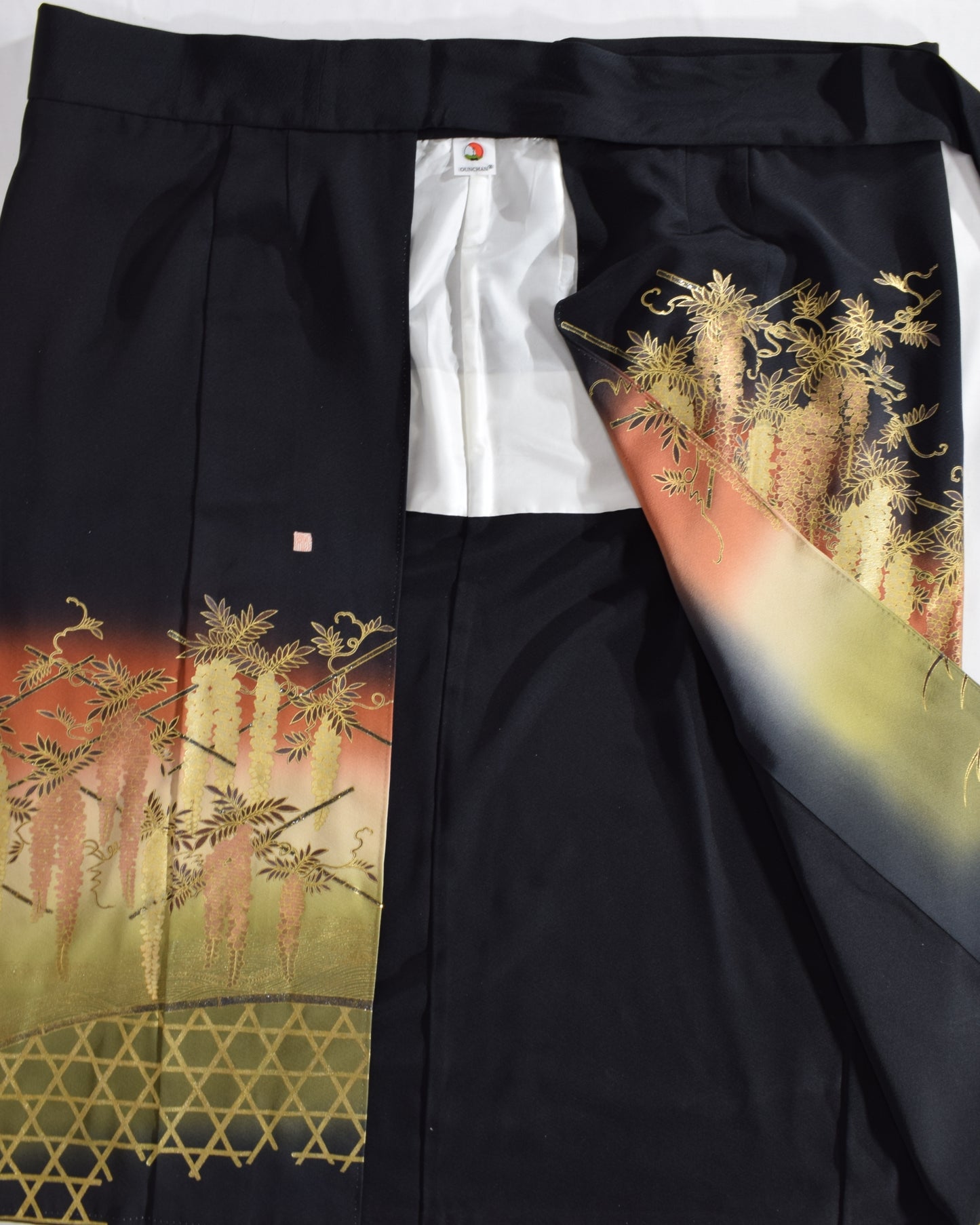 藤花文 巻きスカート＆ジャケットセット 黒留袖リメイク 一点物