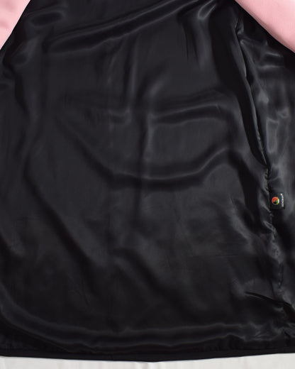 Haori Jacket, Black Bird and Pine Motifs, Upcycled Kimono Fabric