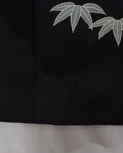 A-Line Sleeveless Dress, Black Crane and Floral Motifs, Upcycled Kimono Fabric