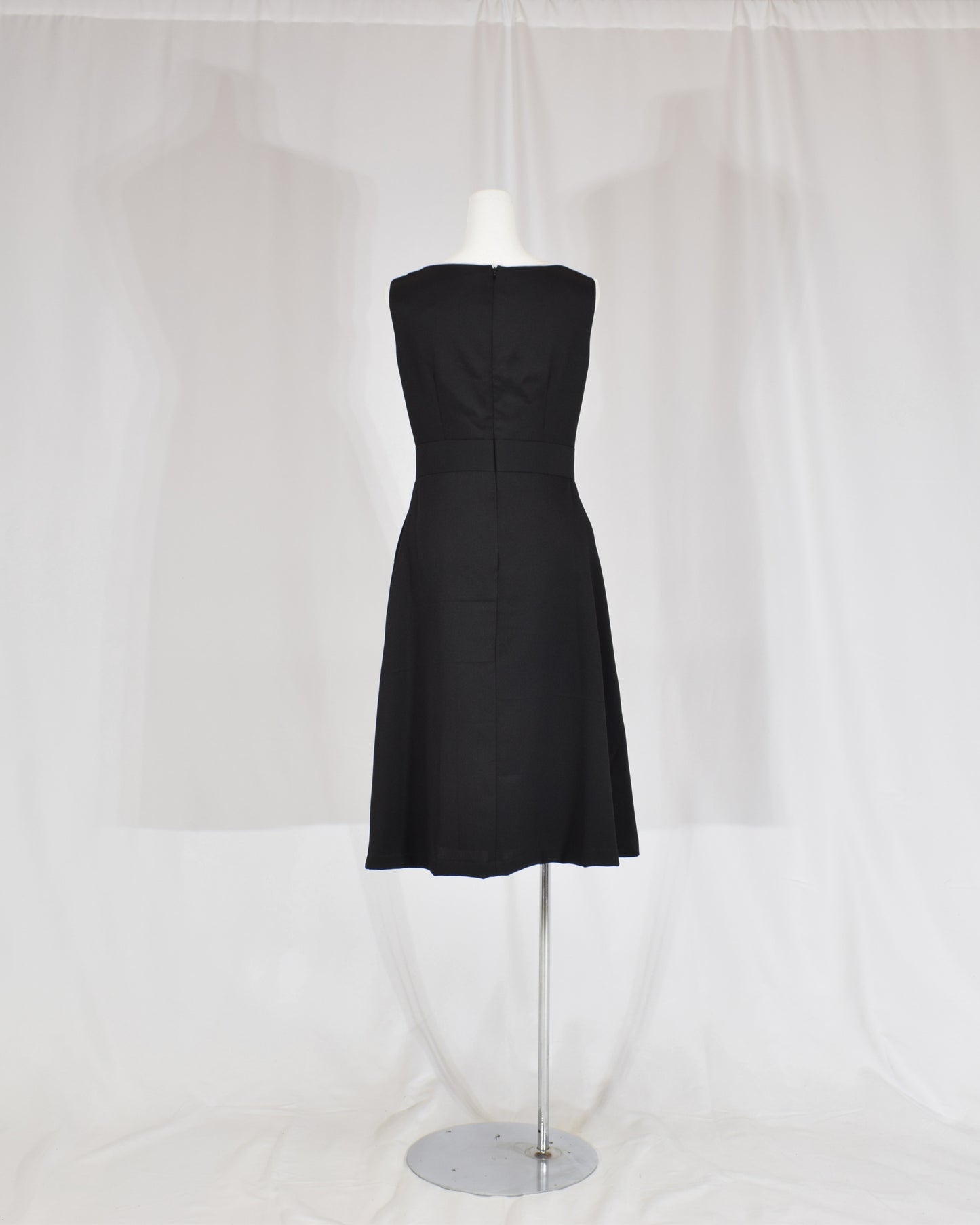 Sleeveless Dress — Black Upcycled Kimono Fabric with Floral and Geometric Motif