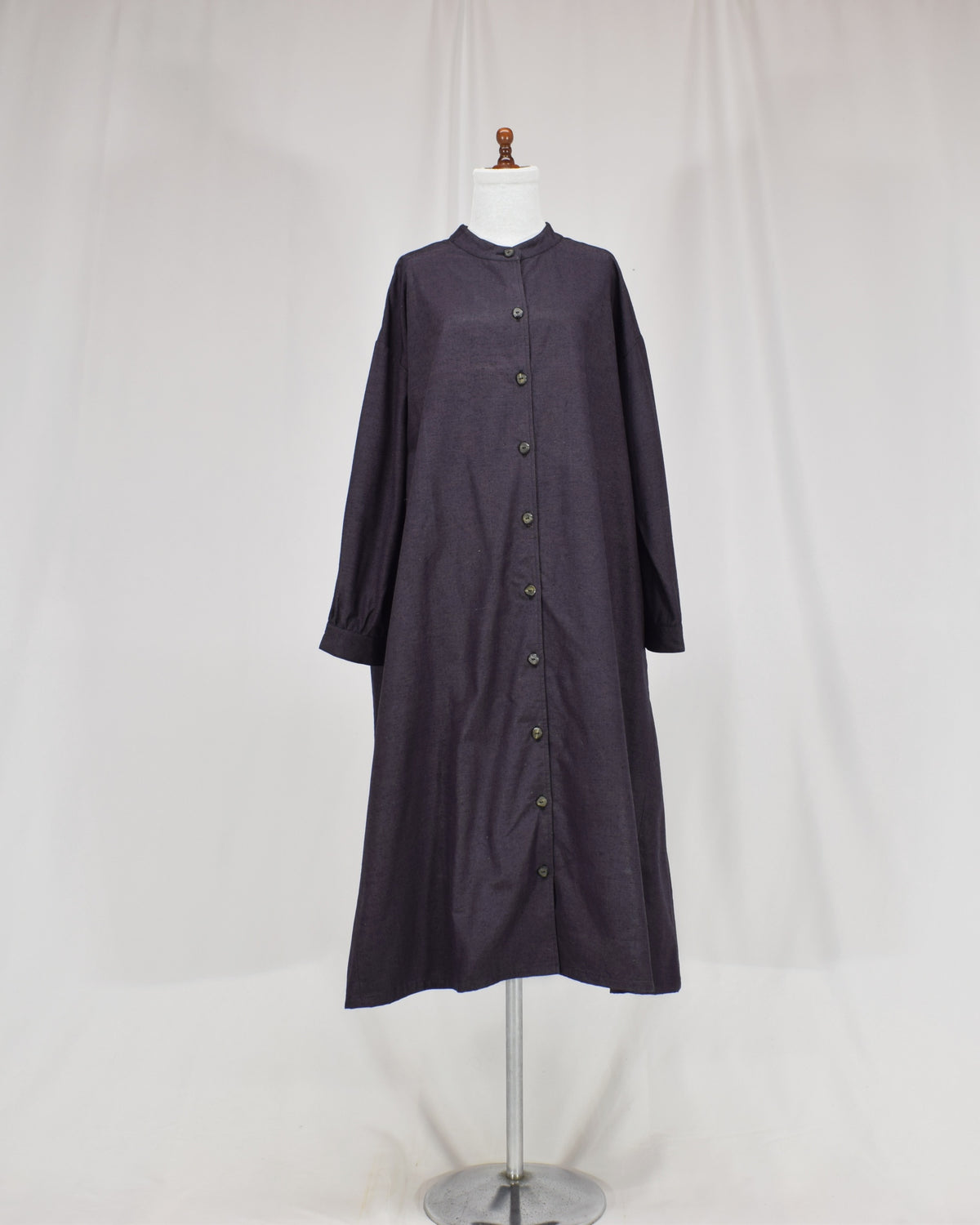 Long Shirt Dress, Dark Purple Solid, Upcycled Kimono Fabric