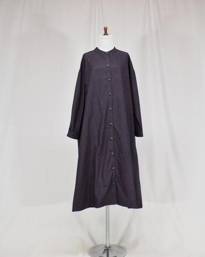 Long Shirt Dress, Dark Purple Solid, Upcycled Kimono Fabric
