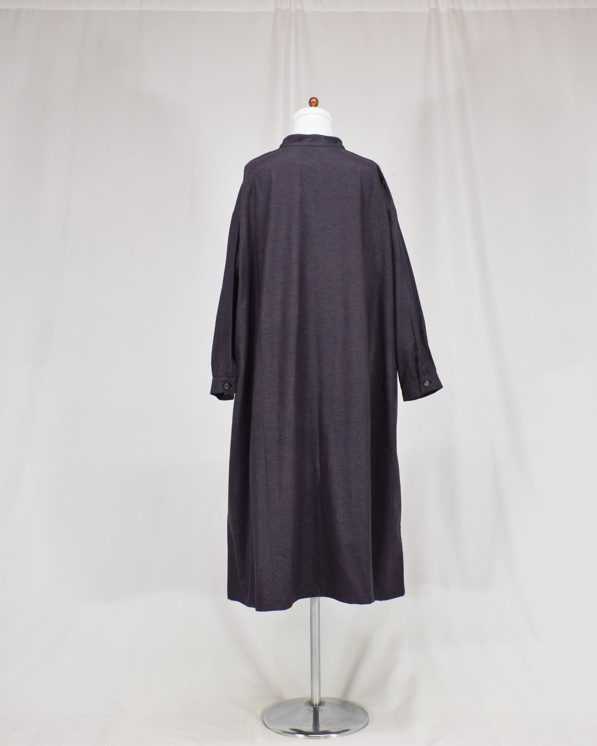 Long Shirt Dress, Dark Purple Solid, Upcycled Kimono Fabric