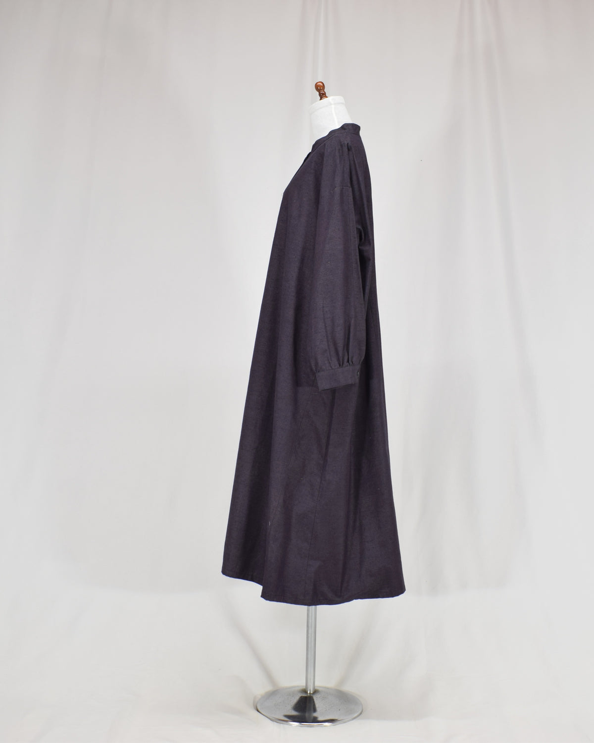 Long Shirt Dress, Dark Purple Solid, Upcycled Kimono Fabric