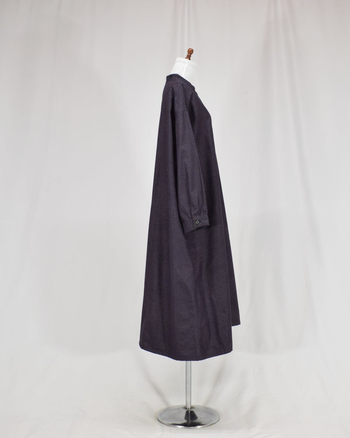 Long Shirt Dress, Dark Purple Solid, Upcycled Kimono Fabric