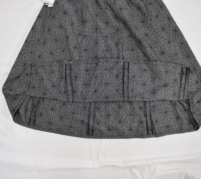 Eight-Panel Skirt, Gray Hemp Leaf Motif, Upcycled Kimono Fabric