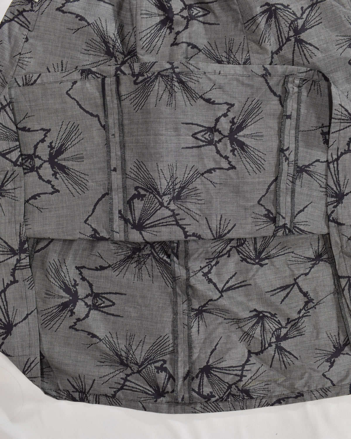 Seven-Panel Skirt, Gray Pine Motif, Upcycled Kimono Fabric
