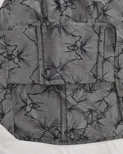 Seven-Panel Skirt, Gray Pine Motif, Upcycled Kimono Fabric
