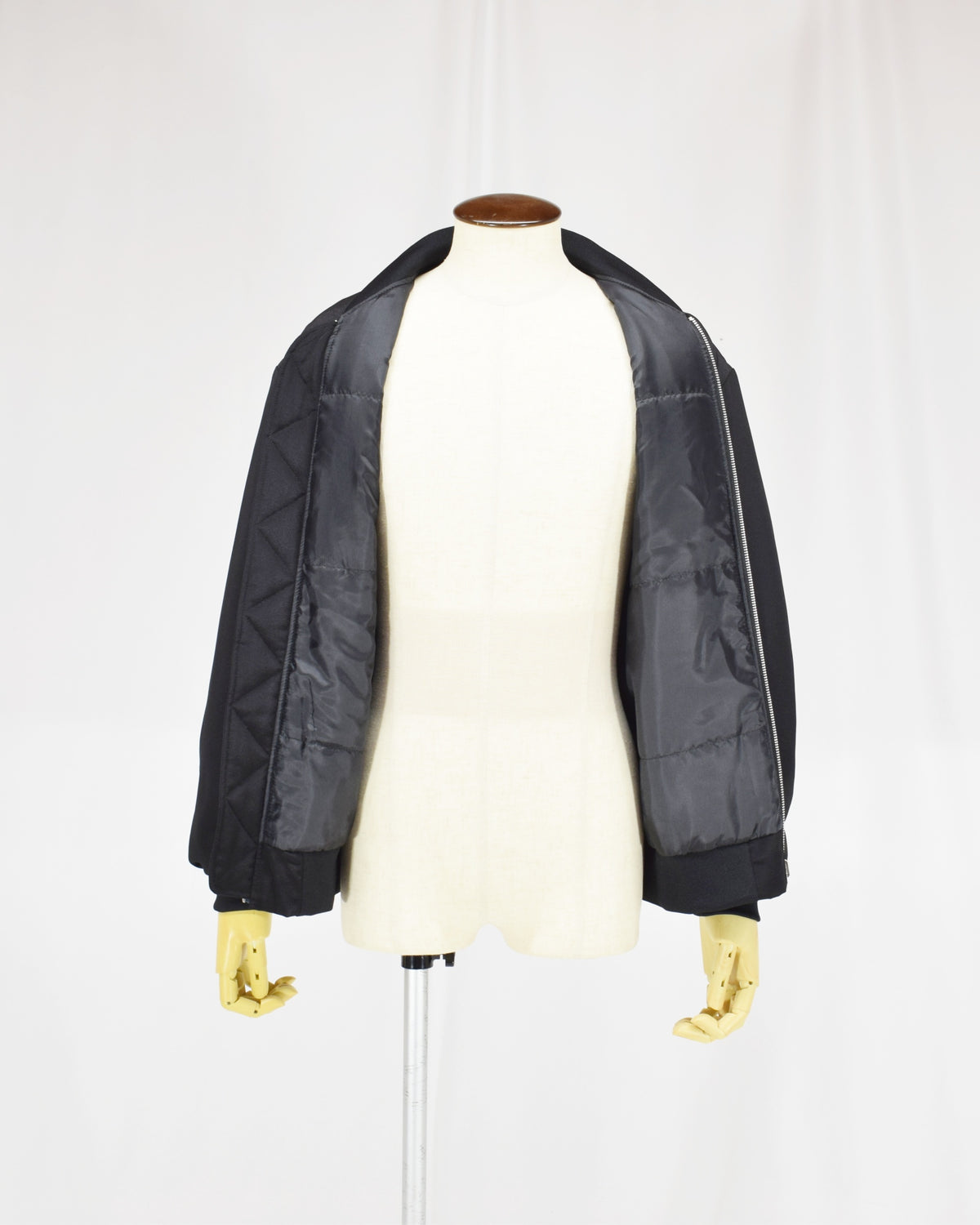 MA-1 Jacket, Black Bird and Decorative Cord Motifs, Upcycled Kimono Fabric