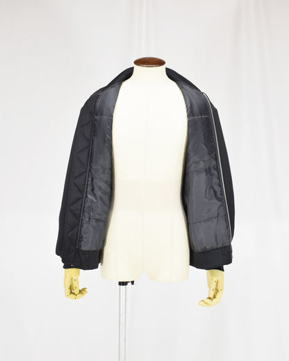 MA-1 Jacket, Black Bird and Decorative Cord Motifs, Upcycled Kimono Fabric