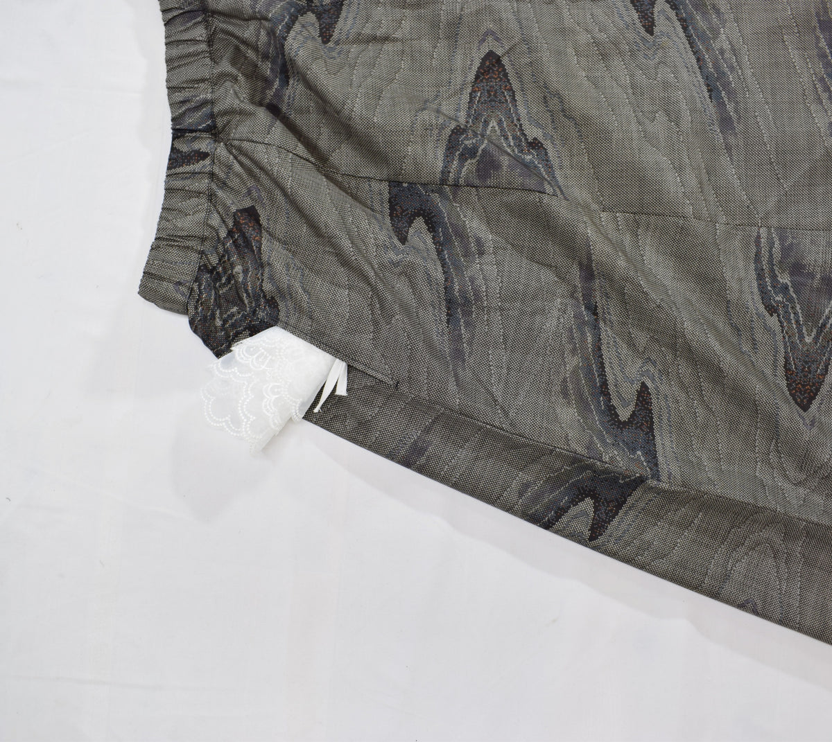 Eight-Panel Skirt, Gray Flowing Water Motif, Upcycled Kimono Fabric
