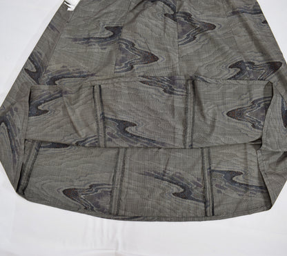 Eight-Panel Skirt, Gray Flowing Water Motif, Upcycled Kimono Fabric