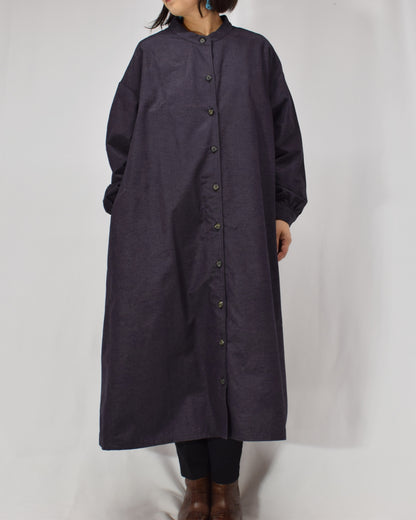 Long Shirt Dress, Dark Purple Solid, Upcycled Kimono Fabric