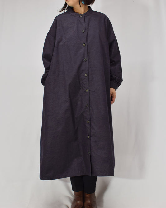 Long Shirt Dress, Dark Purple Solid, Upcycled Kimono Fabric