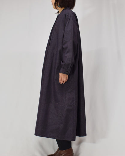 Long Shirt Dress, Dark Purple Solid, Upcycled Kimono Fabric