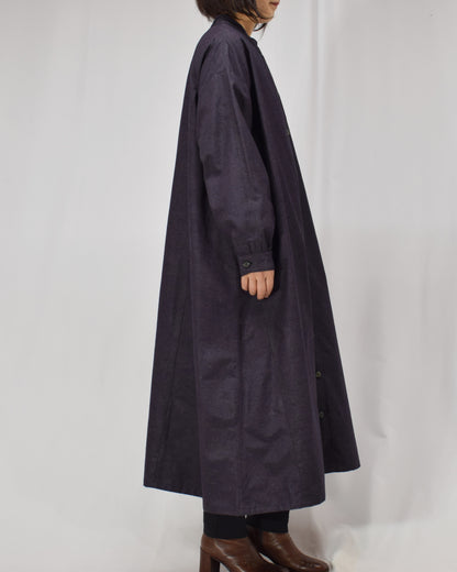 Long Shirt Dress, Dark Purple Solid, Upcycled Kimono Fabric